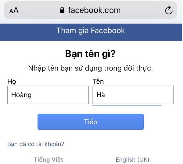 Cung cấp thông tin cá nhân đầy đủ khi tạo nick facebook không bị checkpoint