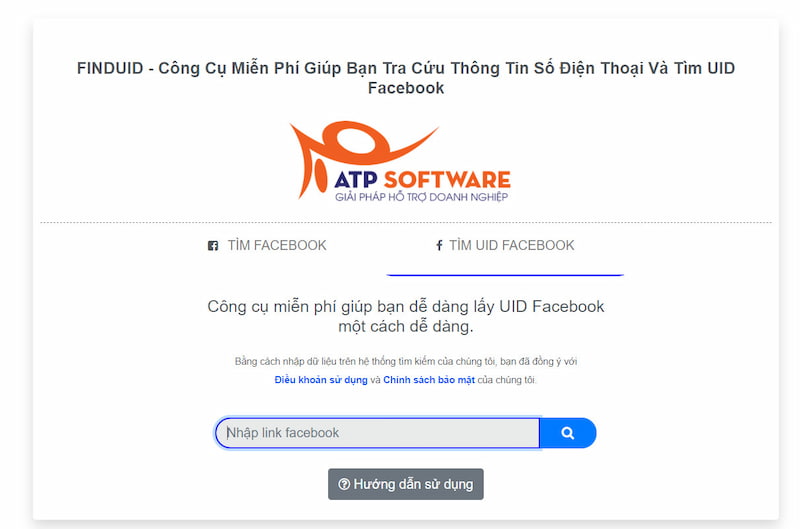 Nhập link Facebook cần tìm số điện thoại