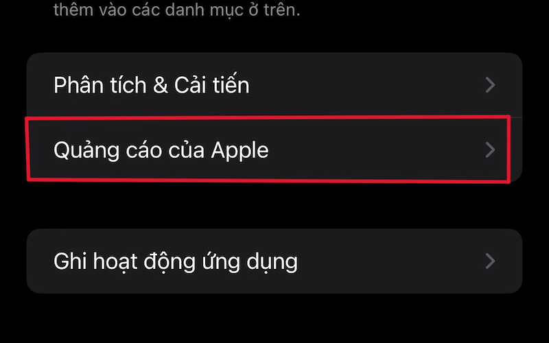 Chọn Quảng cáo của Apple