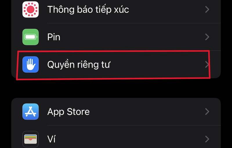 Chọn quyền riêng tư