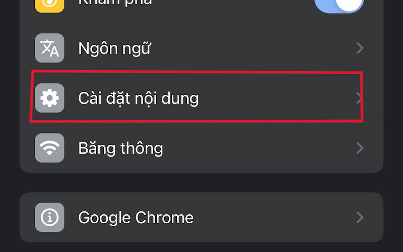 Cài đặt nội dung