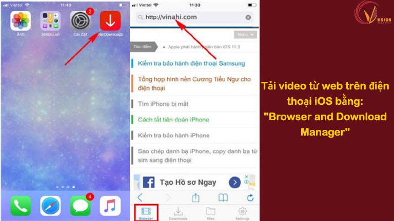 Tải video trên web về điện thoai ios