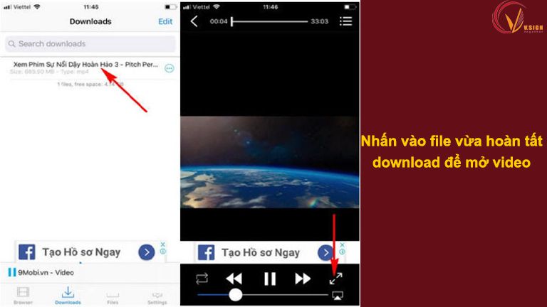 Chọn file vừa tải để mở video