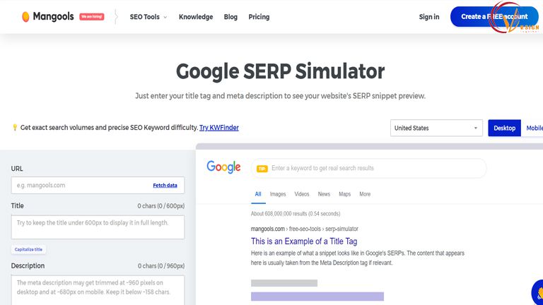 Công cụ SEO miễn phí SERP Simulator