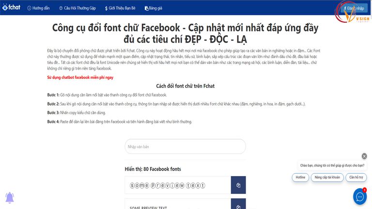 Tạo chữ in đậm nghiêng trên facebook Fchat 