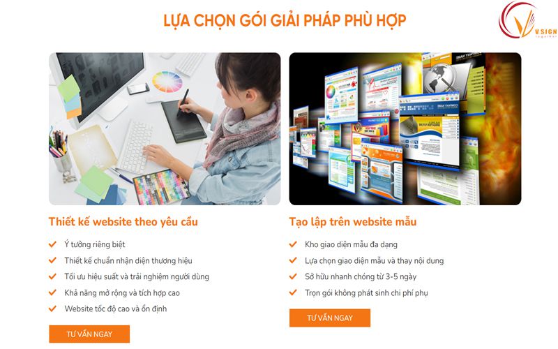 Dịch vụ thiết kế website của Vsign