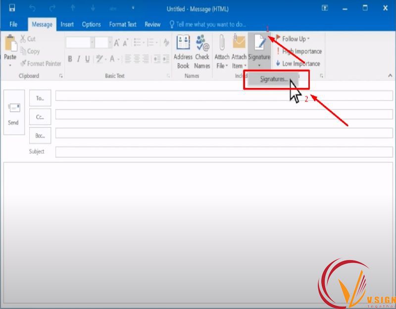 tạo chữ ký email bằng outlook