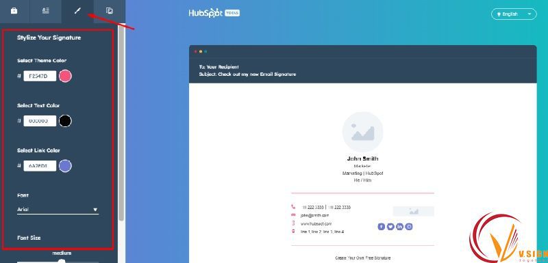 tạo chữ ký email bằng Hubspot