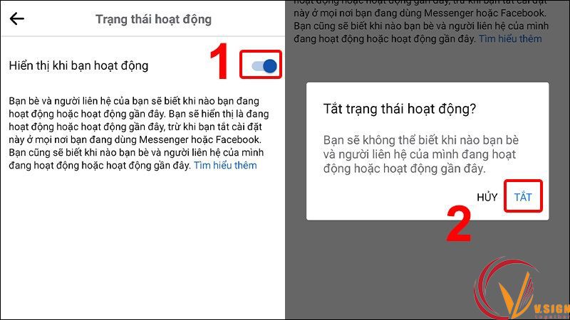 tắt trên app facebook